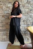 Lalli Damask Asymmetric Panel Top Black